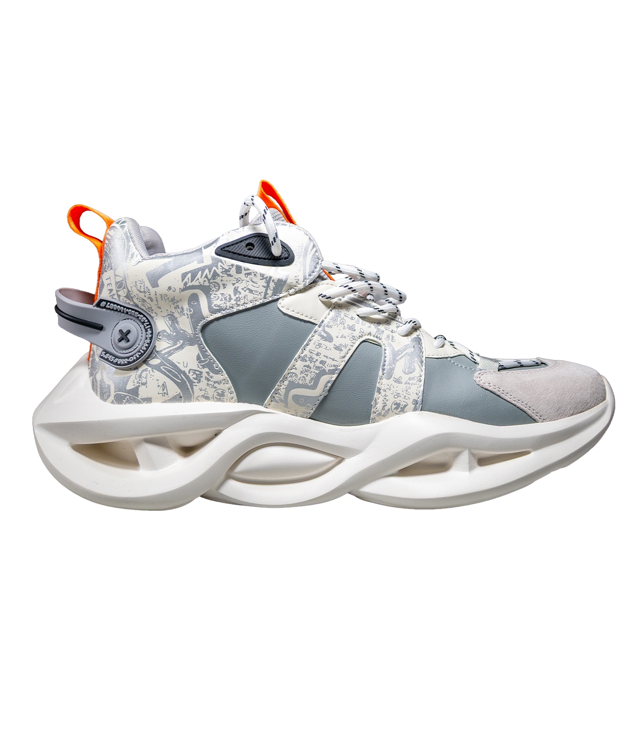 ERKEK CİLT BASKI DETAY TEKSTİL BAĞCIKLI SPOR SNEAKER BEYAZ