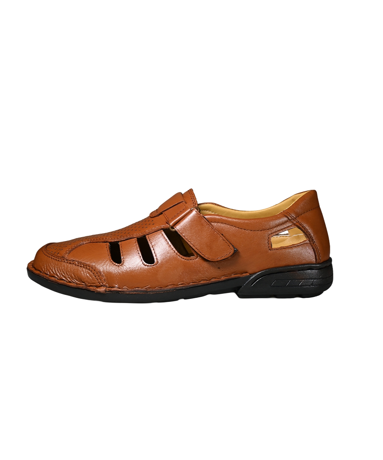 RAFEL ERKEK HAKİKİ DERİ CIRTLI RAHAT SANDALET TABA